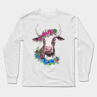 Spring flower Cow Long Sleeve T-Shirt